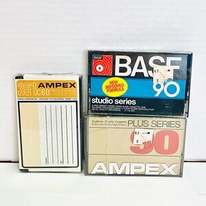 Ampex & BASF Blank Recording Cassette Tapes Lot(3) New Sealed